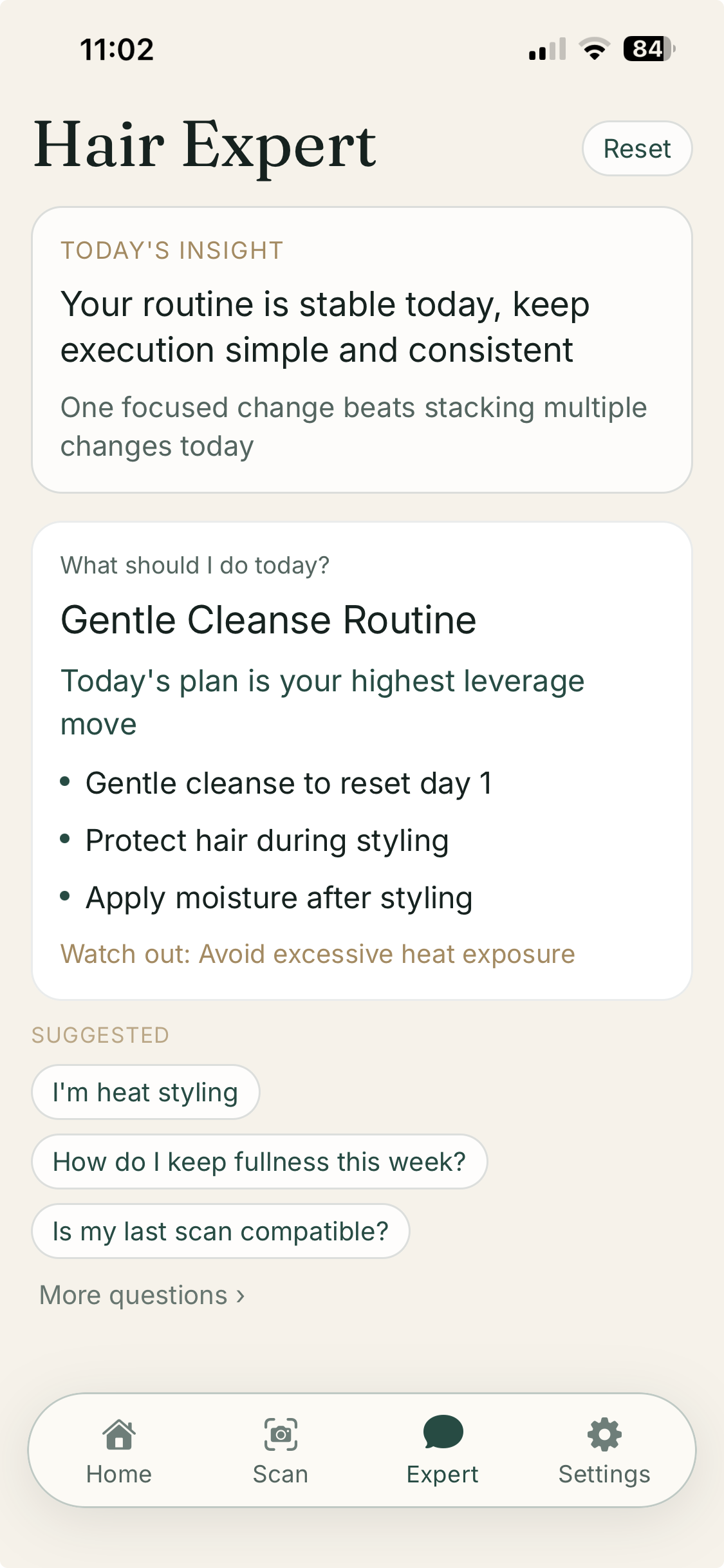 Recovera expert screen
